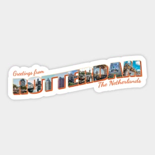 Greetings from Rotterdam in The Netherlands Vintage style retro souvenir Sticker